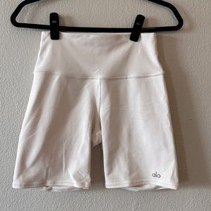 Alo Yoga White High Waist Biker Shorts